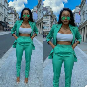 Candy Color Women Cool Suits Slim Celebrity Lady Party Prom Tuxedos Blazer Street Style Traje diario (chaqueta + pantalones)