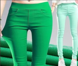Leggings elásticos de Color caramelo para Mujer, pantalones ajustados de cintura alta para Mujer, Legging negro, verde, rosa, blanco, gris y morado Y4091969