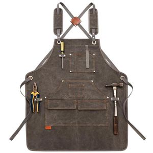 Canvas tablier Bib Chef Kitchen for Women Men Painter Barista Bartender Pockets Home Barber Cafe Restaurant Tools Tools7721391