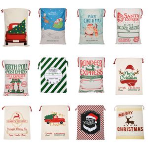 Sac cadeau de Noël Nouvelle toile Grands sacs de rangement Santa Rennes Cordon Sac de bonbons Fête de mariage 30 Styles HH7-1291