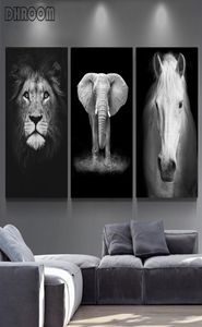 Toile peinture Animal mur Art Lion éléphant cerf zèbre affiches et impressions photos murales pour salon décoration décor à la maison sg4082328