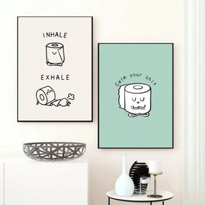 Toile peinture papier toilette cite drôle affiches minimalistes mures art nordique imprimés photos pour salle de bain toilette de salle de bain décoration intérieure sans cadre wo6