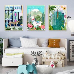 Toile peinture mur photos pour salon décor à la maison maroc guépard lama léopard Jungle nordique affiches et impressions mur Art Woo