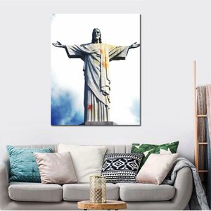 Affiche en toile avec Photo imprimée, Statue du Christ du salut, peinture encadrée brésilienne pour décoration murale de salle à manger