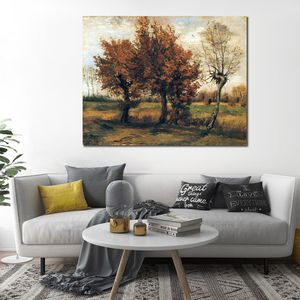 Lienzo pared arte otoño paisaje con cuatro árboles Vincent Van Gogh pintura al óleo hecha a mano arte moderno estudio Decoración