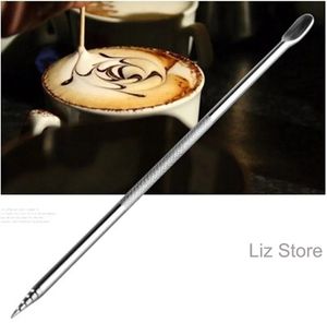 Cappuccino Decoración Arte Latte Espresso Barista Pen Tamper aguja creativa de acero inoxidable Fancy Coffee Stick Th1226