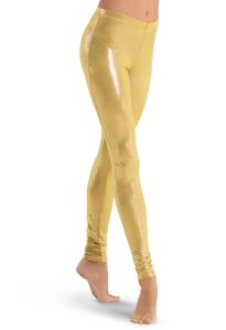 Capris LZCMsosft Mediados De Cintura Para Mujer Spandex Brillante Metálico Dorado Leggings De Baile Escenario Rendimiento Traje Pantalones Flacos Lápiz Pantalones