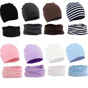 Gorras sombreros 2 unids bebé sombrero bufanda conjunto otoño invierno cálido niños niñas cuello cuello pañuelo niños gorros traje algodón niños al por mayor 230919