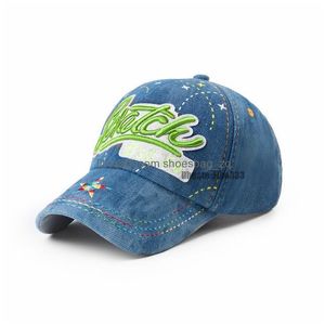 Gapos de gorros Cartoon Kids Denim Snapback Baseball Cap Boy Sol Gat Algodón Visor Summer Autumn Outumn Al aire libre Entrega de malla de malla ajustable Baby M Dhrtp