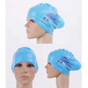 Caps Super Long Hair Protection de l'oreille étanche étanche à grande taille Silicone Swimming Hat Équipement de plongée pour femmes P230531