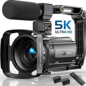 Capturez de superbes vidéos 5K avec un caméscope Wifi UHD 48MP pour YouTube Vlogging - Vision nocturne IR, zoom 16X, écran tactile, microphone externe, pare-soleil, stabilisation