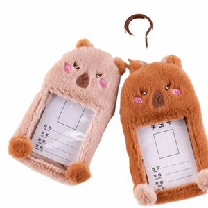 Capibara Photocard Holder Kawaii Cat Rabbit Bus Card Holder INS Estilo coreano Felpa Kpop Photocard Holder Funda protectora e3A5 #