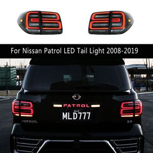 Accesorios para coche, montaje de luz trasera, indicador de señal de giro tipo serpentina para Nissan Patrol, luz trasera LED 08-19, lámpara trasera, luces de freno para correr