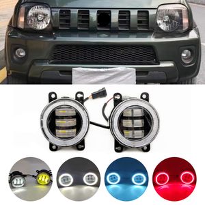 Conjunto de luz antiniebla de ojo de Ángel para coche, luz LED de conducción diurna DRL de 12V para vehículo todoterreno cerrado Suzuki Jimny FJ 1998-2014