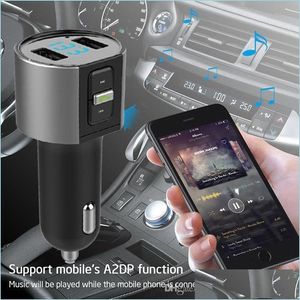 Car Audio Car O Fm Transmitter Bluetooth 5 0 Lecteur Mp3 Mains Allume-cigare Double Usb Recharge Batterie Détection de tension U Disk P Dhdid