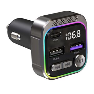 Voiture Bluetooth 5.3 Transmetteur FM Adaptateur de kit de voiture Bluetooth sans fil MP3 Call Handsfree Call Dual USB PD 30W Chargeur Fast Charger Rouleau C54