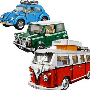 Coche ladrillos autobús Compatible 10220 10252 10242 modelo bloques de construcción niños niñas regalos de cumpleaños juguetes para niños X0503