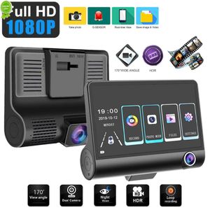 Voiture Voiture DVR 3 Caméras Full HD 1080P Double Objectif Voiture DVR Caméra 4.0 pouces Écran LCD avec 170 Degrés Vue Arrière Caméra Enregistrement En Boucle