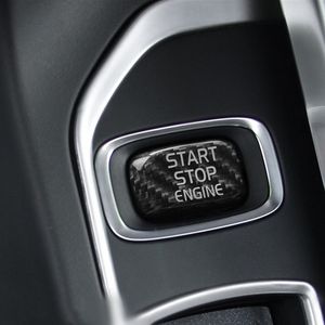 Consola central de fibra de carbono para coche, pegatina de botón de inicio de un clic, cubierta decorativa para Volvo XC60 S60 V60 V40, accesorios interiores