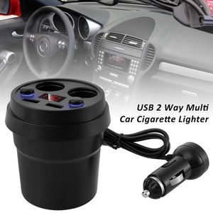 Adaptador de corriente de cargador múltiple de 2 vías para encendedor de cigarrillos de coche con enchufe divisor de encendedor de cigarrillos de luz LED para Iphone/ipad/Android