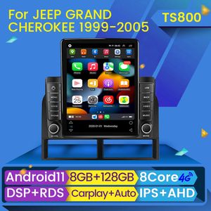 Lecteur multimédia stéréo de voiture Dvd 2Din Android Autoradio pour Jeep Grand Cherokee 2 WJ 1998-2005 Tesla Style GPS Head Unit Radio Audio