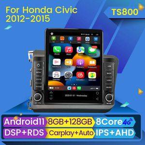 Radio DVD para coche reproductor de vídeo Multimedia para Honda Civic 2012-2015 Android 11 CarPlay navegación GPS 2 Din autorradio