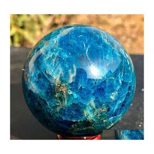 coche dvr Artes y Oficios 4550Mm Natural Azul Apatita Piedra Esfera Cristal Reiki Healing Ball T200117 Drop Delivery Home Garden Dho2W