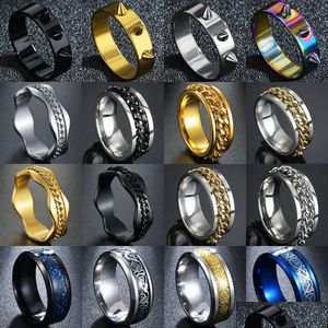 Car DVR Band Anneaux Trendy 6 / 8mm Punk Rock Spike Rivet Bague Hommes Femmes Mâle En Acier Inoxydable Bijoux De Mode Pour Les Filles Auto-défense Drop Del Del Dh3Zv