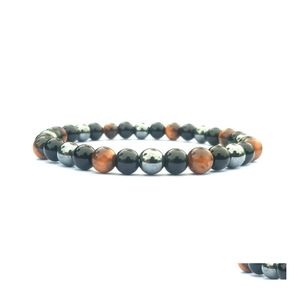 coche dvr Beaded Strands Womens Mens Handmade Classic Black Gallstone Tiger Eye Obsidian 8Mm Mixed Color Bracelet Bead Drop Delivery Jewelry Dh16Y