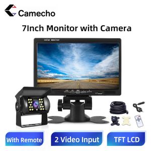 Voiture dvr Camecho 7 pouces moniteur écran LCD rétroviseur étanche 4pin IR caméra de recul de nuit pour Bus camion RV caravane remorquesHKD230701