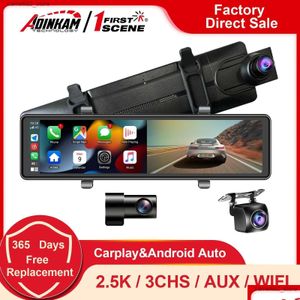 Car Dvr Car Dvrs Dvr Dvr Adinkam 12 pouces 3 Chs 2.5K Dashcam Apple Carplay Android Support Aux Portable Rétroviseur Caméra Construit En Wif Otj7E