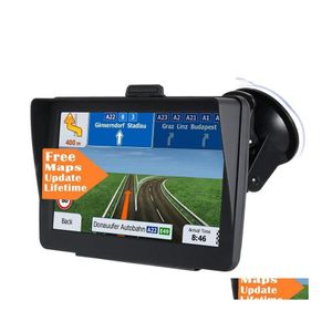 car dvr Accessoires GPS de voiture Navigateur de 7 pouces avec pare-soleil 8 Go 256 Mo Camion Sat Nav FM Bluetooth Avin Navigation Cartes à vie Mise à jour Dhvhp