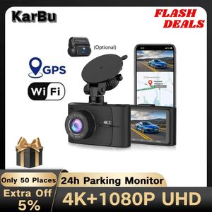 car dvr Dashcam 4K GPS WIFI 24h moniteur de stationnement caméra de tableau de bord pour caméra de voiture avant et arrière 2 Dvrs Para Coche Kamera Samochodowa Rejestrator Q231115