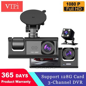 Car dvr DVR 3Channel Cam HD 1080P Dash Camera Dual Lens Dashcam Video Recorder Black Box 24H Parking MonitoringHKD230701