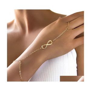 voiture dvr Lien Chaîne Or Couleur Plaqué Infinity Charmes Doigt Anneau Lien Bracelet Pour Femmes Cadeaux Amis Bijoux En Gros Drop Delivery Brace Dhd3M