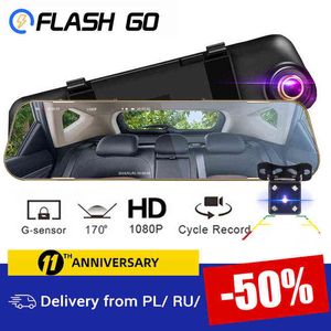 Car Dvr Mirror Dash Cam P Espejo retrovisor del coche Full Hd Dual Dash Camera Auto Video Camera Dual len Mirror Dashcam Recorder J220601