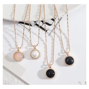 Car dvr pendentif colliers 15 mm rond lapis lazi perle bleu rose natural notal quartz chain d'or accessoires géométriques accessoires de bijoux