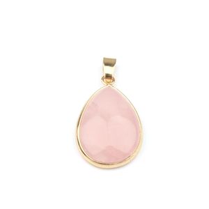 voiture dvr Pendentif Colliers Or Goutte D'eau Pierre Naturelle Chakela Sept Chakras Reiki Guérison Chakra Cristal De Quartz Rose Pendo Charmes Pour Neckl Dhlpw