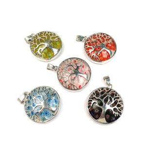 voiture dvr Pendentif Colliers Rétro Personnalité Creux Arbre De La Paix Des Milliers De Fleurs Verre Coloré Glaçure Art Style Charmes Fabrication De Bijoux Pour Wom Dhr9O