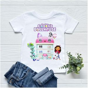 Coche DVR Camisetas Camisetas Ly Girls Linda Gabbys Doll House Dibujos animados Imprimir Ropa Niños Camiseta Moda Casual Bebé Camisetas Blanco Rosa Shi Dhvef