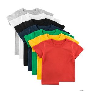 Car Dvr T-Shirts Tshirts Uni Summer T Shirt Boys Girls Solid Color Top Tee Short Sleeve Sport Cotton Tshirt For Boy Kids Clothes 2 To Dhrde