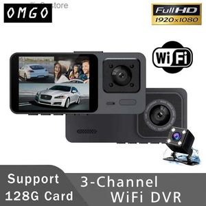 Auto DVR's 3 Kanaals WiFi Auto DVR Drieweg Dash Cam Binnen Voertuig Camera DVR's Recorder FHD 1080P Video Mini Registrator Dashcam Camcorder Q231115