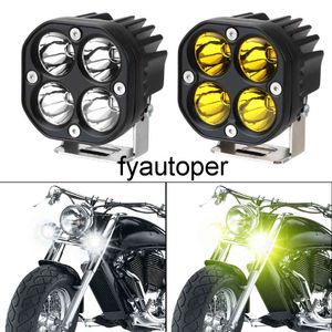 Lampe antibrouillard pour voiture, blanc/jaune, 3 pouces, barre lumineuse de travail, projecteur carré pour tracteurs tout-terrain 4x4, feux de conduite de moto