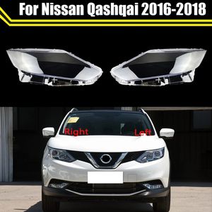 Cubierta de faro delantero de coche, pantalla de faro delantero de coche, cubierta de lámpara, carcasa de lente de cristal para Nissan Qashqai 2016-2018