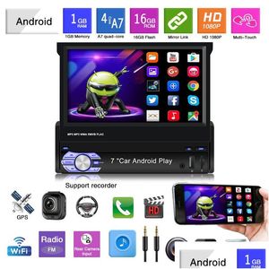 Accessoires GPS de voiture 7 pouces 1 Din Navigateur d'écran télescopique Android 9.1 Radio tout-en-un grande navigation Palm FL Touch Drop Delivery Autom Dhdub