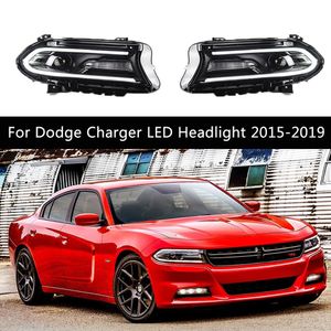 Conjunto de faros de coche DRL luz de circulación diurna para Dodge Charger LED faro dinámico señal de giro tipo serpentina luces indicadoras