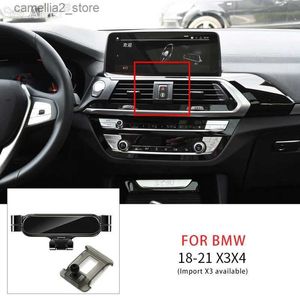 Support pour voiture Support de téléphone de voiture pour BMW G01 X3 G02 X3 2018 2019 2020 Support de montage à pince d'aération automatique Support de support accessoires de navigation GPS Q231104