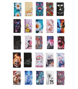 Étuis portefeuille en cuir de fleurs pour Samsung Galaxy A13 4G A73 5G A23 5G Redmi Note 11 Pro 10C Mode Chat Crâne Léopard Loup Animal Élégant Porte-Fente Pour Carte Flip Cover Pouch