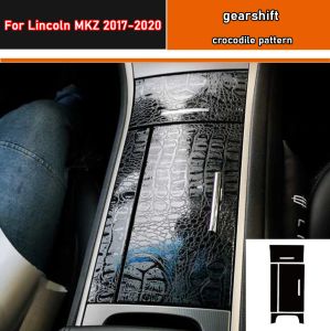 Film de protection autocollant intérieur de voiture, boîte de vitesses, pour Lincoln MKZ 2017 – 2020, autocollant de panneau de fenêtre de voiture en Fiber de carbone noir