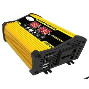 Onduleur de puissance de démarreur de saut de voiture 4000W 12V à 220V110V Adaptateur de convertisseur d'affichage LED Double transformateur de tension USB Onde sinusoïdale modifiée164 Otz0Z